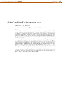 Stokes' and Lamb's Viscous Drag Laws