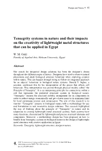 Tensegrity Systems in Nature and Their Impacts on the Creativity of Lightweight Metal Structures That Can Be Applied in Egypt
