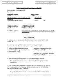 1501:31-15-04 AMENDMENT Rule Number TYPE of Rule Filing
