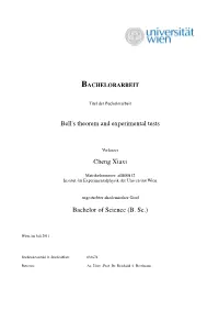 Bell's Theorem and Experimental Tests