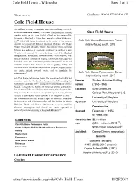 Cole Field House - Wikipedia Page 1 of 5