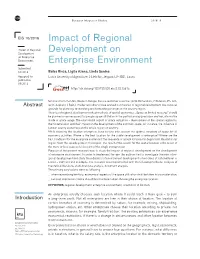 Impact of Regional Development on Enterprise Environment