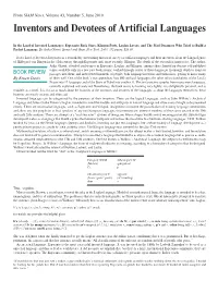 Inventors and Devotees of Artificial Languages
