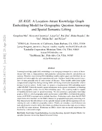 SE-KGE: a Location-Aware Knowledge Graph Embedding Model for Geographic Question Answering and Spatial Semantic Lifting
