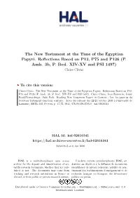 The New Testament at the Time of the Egyptian Papyri. Reflections Based on P12, P75 and P126 (P