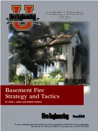 Basement Fire Strategy and Tactics by John J
