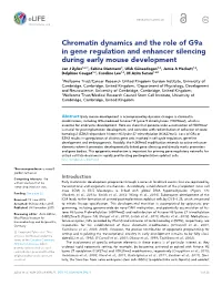 Chromatin Dynamics and the Role of G9a in Gene Regulation And