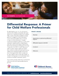 Differential Response: a Primer for Child Welfare Professionals