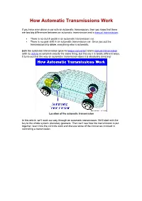How Automatic Transmissions Work