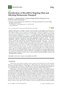 Identification of Microrna Targeting Mlph and Affecting Melanosome