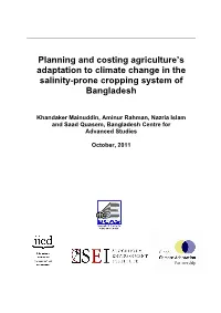Planning and Costing Agriculture's Adaptation to Climate Change in The
