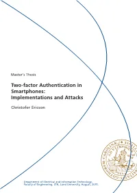 Two-Factor Authentication in Smartphones