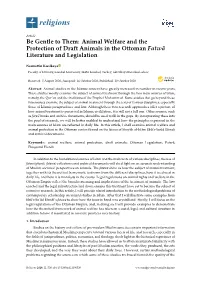 Animal Welfare and the Protection of Draft Animals in the Ottoman Fatwa¯ Literature and Legislation