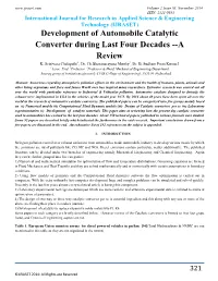 Development of Automobile Catalytic Converter During Last Four Decades --A Review K