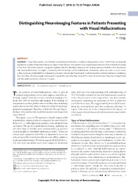 Distinguishing Neuroimaging Features in Patients Presenting with Visual Hallucinations