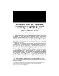 Questioning the National Security Agency's Metadata Program