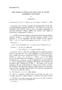 The Axiom of Choice and the Class of Hyperarithmetic Functions