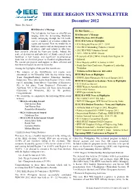 THE IEEE REGION TEN NEWSLETTER December 2012 Editor: Zia Ahmed