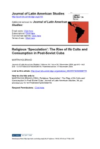 The Rise of Ifá Cults and Consumption in Postso