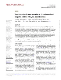 Two-Dimensional Characterization of Three-Dimensional Magnetic Bubbles in Fe3sn2 Nanostructures 1 1,2 3 4 1
