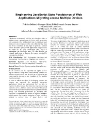 Engineering Javascript State Persistence of Web Applications Migrating Across Multiple Devices