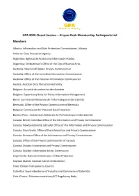 GPA 2020 Closed Session – at Your Desk Membership Participants List Members