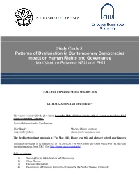 Study Circle 5: Patterns of Dysfunction in Contemporary Democracies Impact on Human Rights and Governance Joint Venture Between NSU and EHU