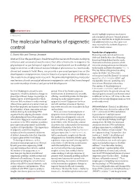 The Molecular Hallmarks of Epigenetic Control