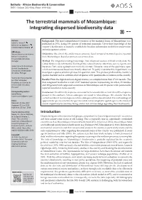The Terrestrial Mammals of Mozambique: Integrating Dispersed Biodiversity Data
