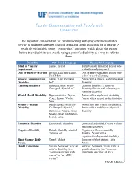 Tips for Communicating with People with Disabilities