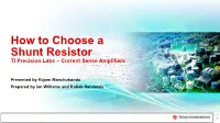 How to Choose a Shunt Resistor.Pdf