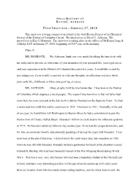 January 27, 2010 This Interview Is Being Conducted on Behalf of The