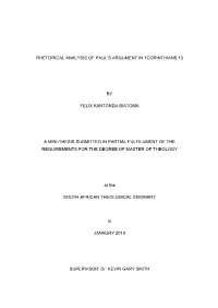 Rhetorical Analysis of Paul's Argument in 1Corinthians 13