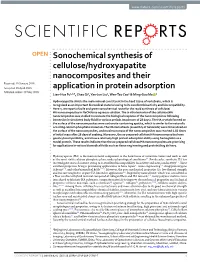 Sonochemical Synthesis of Cellulose/Hydroxyapatite
