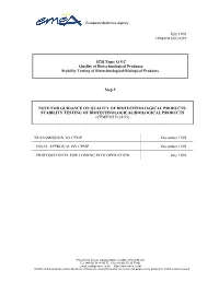 Stability Testing of Biotechnological/Biological Products