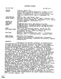 Status Report on Speech Research