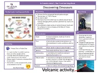Volcanic Activity in Autumn Term 1, Year 3 Are Learning About Discovering Dinosaurs