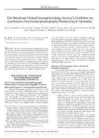 Continuous EEG Monitoring in Neonates