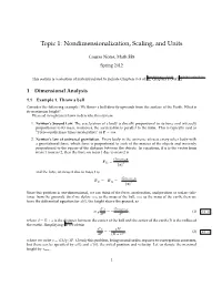 Nondimensionalization, Scaling, and Units