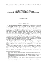 Some Emerging Issues in Relation to Claims to Land Under the Aboriginal Land Rights Act 1983 (Nsw)