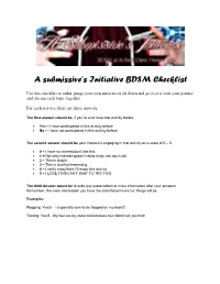 A Submissive's Initiative BDSM Checklist