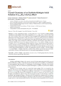 Crystal Chemistry of an Erythrite-Köttigite Solid Solution (Co3–Xznx)(Aso4) 2· 8H2O