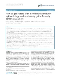 How to Get Started with a Systematic Review in Epidemiology: an Introductory Guide for Early Career Researchers