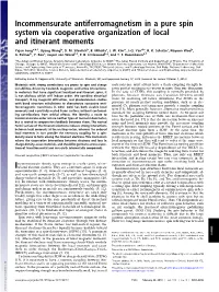 Incommensurate Antiferromagnetism in a Pure Spin System Via Cooperative Organization of Local and Itinerant Moments