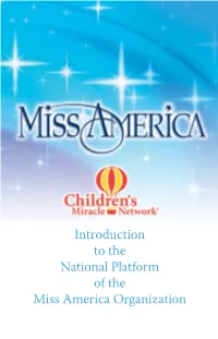 Introduction to the National Platform of the Miss America Organization Table of Contents