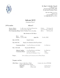 Music Schedule Advent I-IV 2015