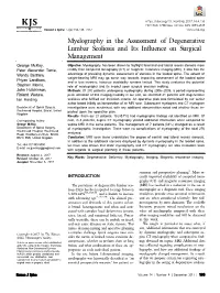 Myelography in the Assessment of Degenerative Lumbar Scoliosis And
