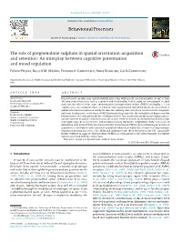 The Role of Pregnenolone Sulphate in Spatial Orientation-Acquisition