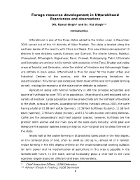 Forage Resource Development in Uttarakhand Experiences and Observations