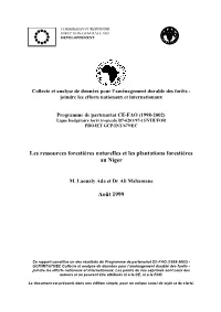 Les Ressources Forestières Naturelles Et Les Plantations Forestières Au Niger
